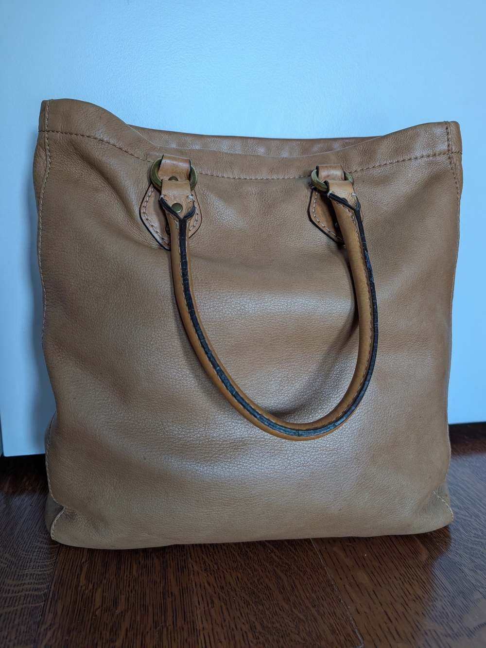 J. Crew Tan Leather Tote with Double Handles